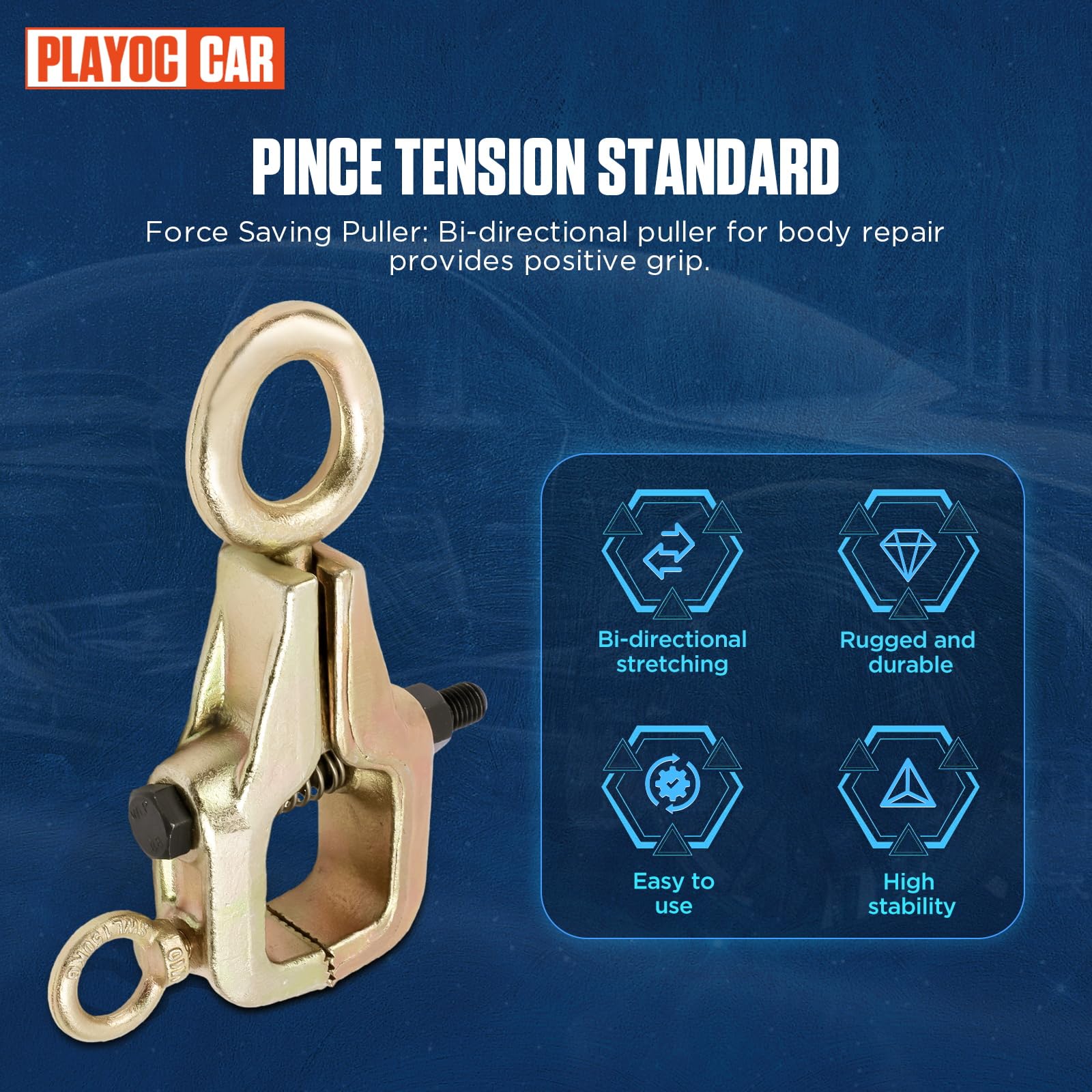 PLAYOCCAR 5 Toneladas Pinza Tracción, 2 vías Tira Estándar Cuerpo Pinza Abrazadera Superior y Recta Abrazadera Tracción Tracciónpara Automóviles Herramienta Reparación Vehículos