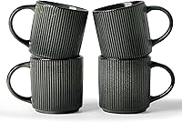 Vista 13 de famiware Juego de Tazas de Café para 4, Tazas de Catering Star de 12 oz con Asa para Café, Té, Cacao, Leche - Juego de Vajilla de Cerámica de Gres