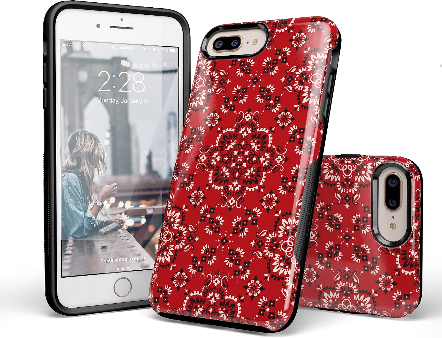 Casely iPhone 6/7/8 Plus Case | I'm with the Band | Red Bandana Print | Bold Protective Design
