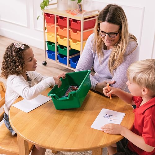 Miniatura 10 de Ecr4kids - Mesa de trabajo para niños, de madera maciza, para sala de juegos, guardería, preescolar, acabado natural