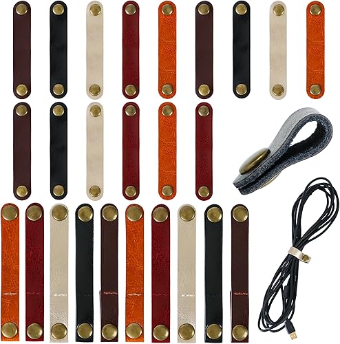 Miniatura 1 de 25 correas de cuero para organizar cables portátiles para auriculares, regalos para hombres