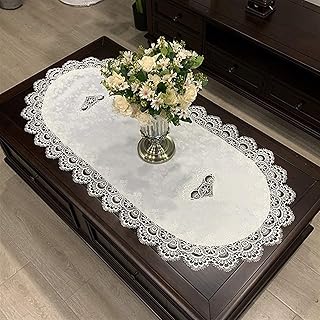 レースのテーブルクロス 白いレースのテーブルクロスヨーロッパの楕円形のテーブルカバー刺繍入りテーブルクロステーブルの花の生地リビングルームテーブルマットレースティーテーブルクロスモダンなシンプル、12色 クリスマスと新年の装飾 (Color : K, Specification : 50X110cm Oval)