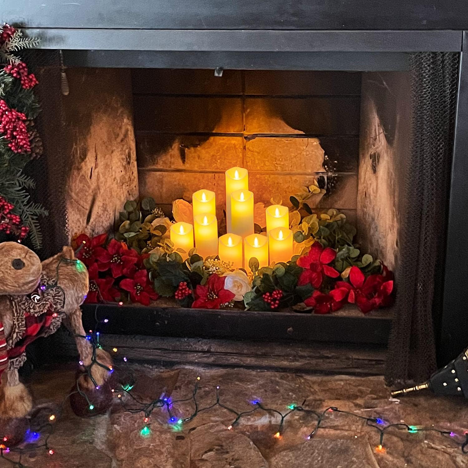 5plots 10 PCS Flickering Flameless Candles, Moving Flame, Battery Operated LED Pillar Candles with Timers and Remote Control, Made of Wax-Like Frosted Plastic, Won’t Melt, Ivory : Tools & Home Improvement