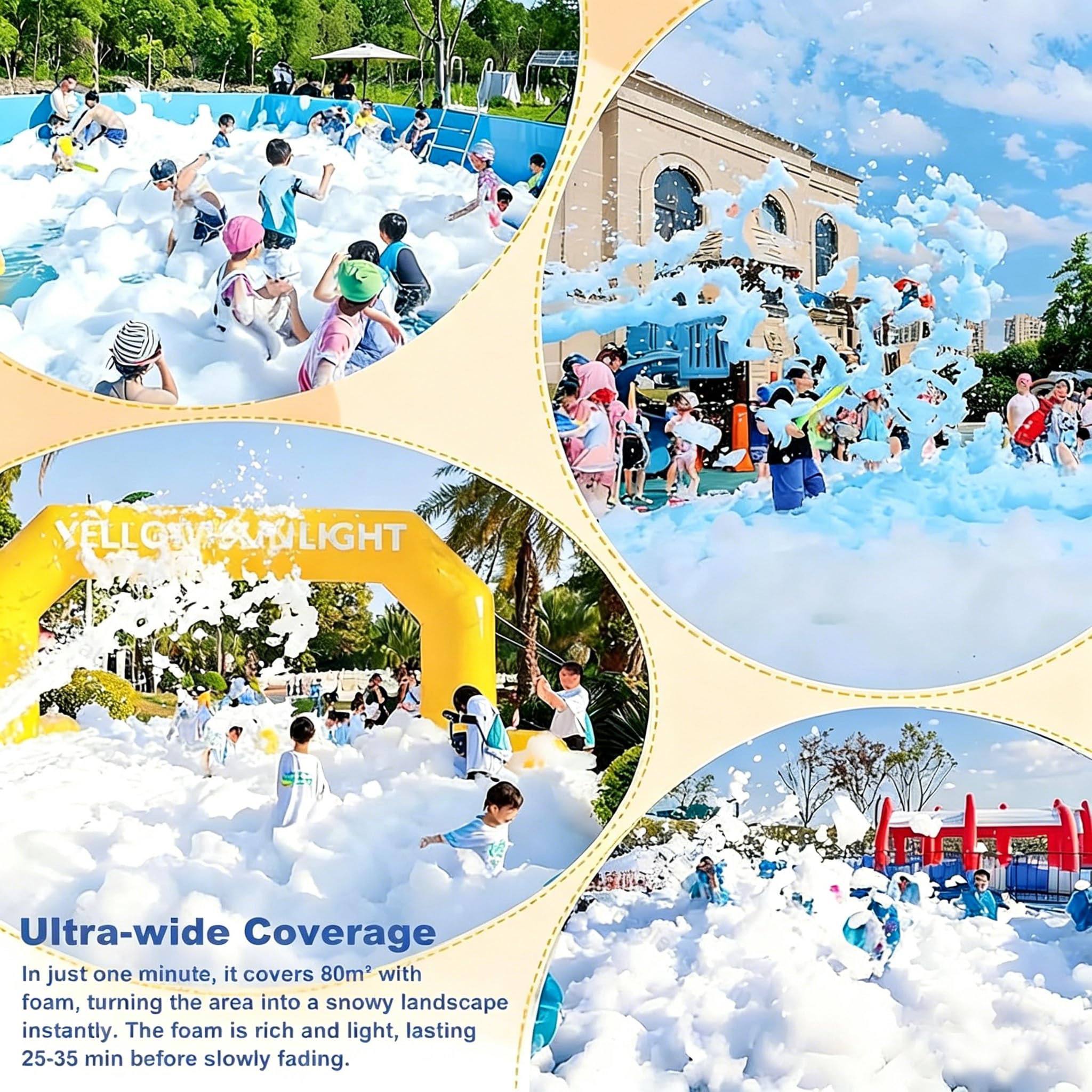 Máquina de espuma para fiestas, cañón de espuma para interiores y exteriores, máquina de espuma para piscina en el patio trasero, accesorios para parques temáticos y festivales de música