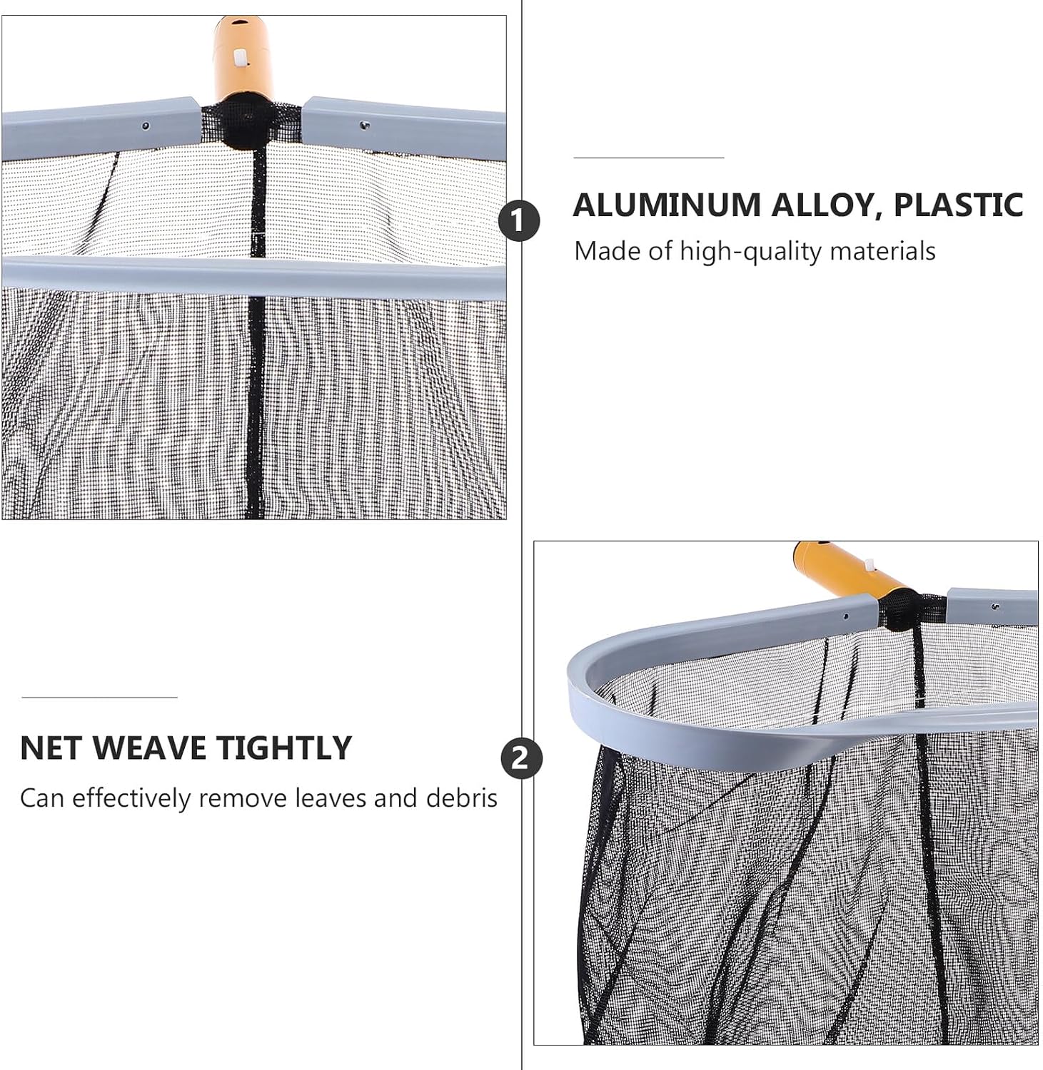Professional Pool Leaf Rake and Deep Mesh Skimmer Net for Swimming Pools and Ponds with Black Aluminum Alloy Frame – Cleaning Supply for Debris Removal