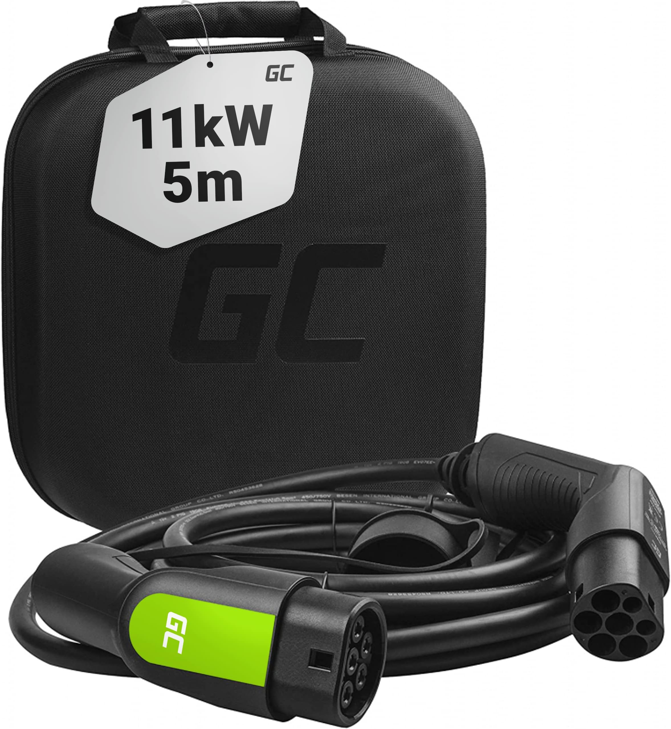 Green Cell Kabel GC EV Type 2 11kW 5m do adowania Tesla Model 3 S X Leaf ZOE i3 ID.3 IPace ETron Kona Ioniq
