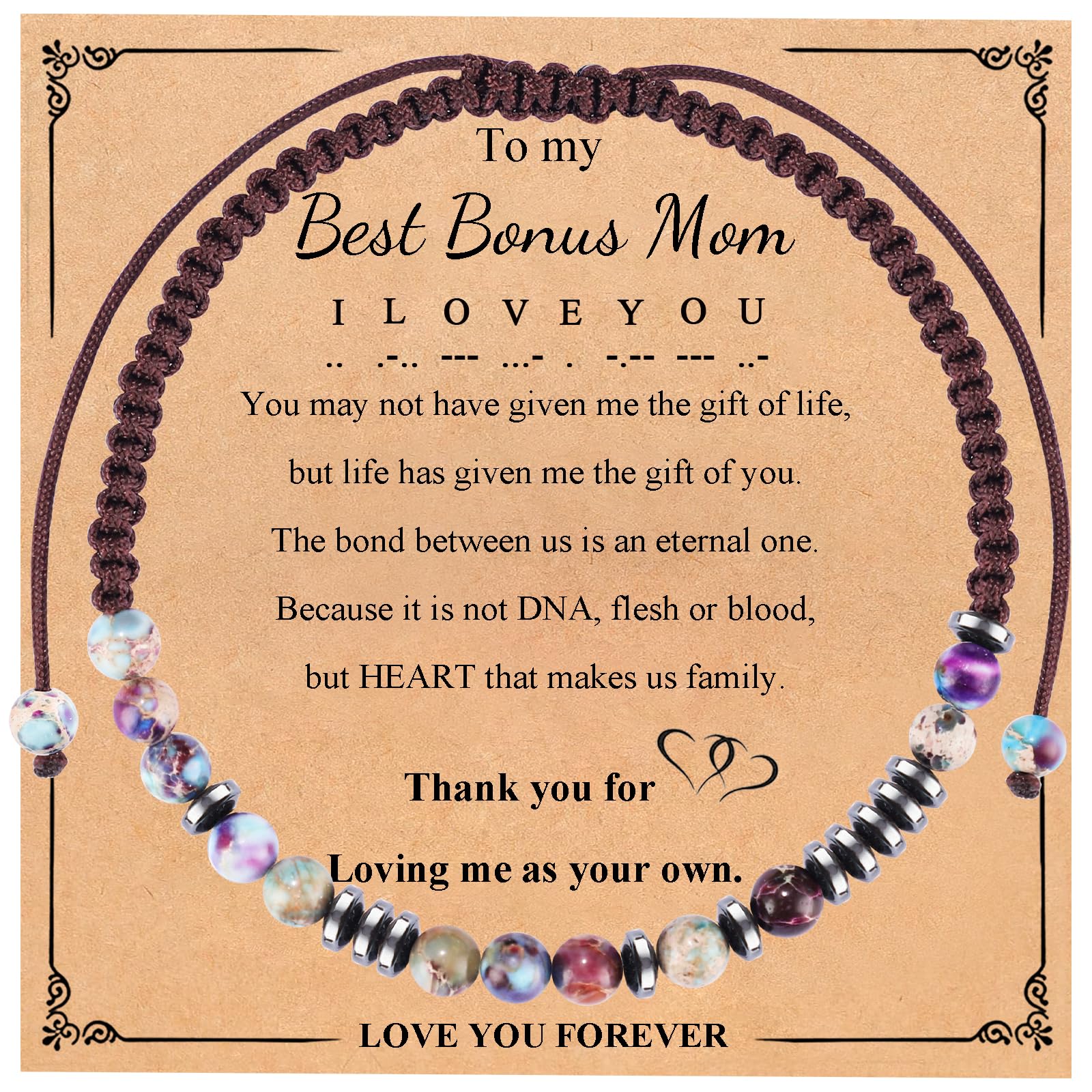 BABORI Morse Code Bracelets for Women Men Mothers Day Fathers Day Birthday Christmas Anniversary Memorial Graduation I Love