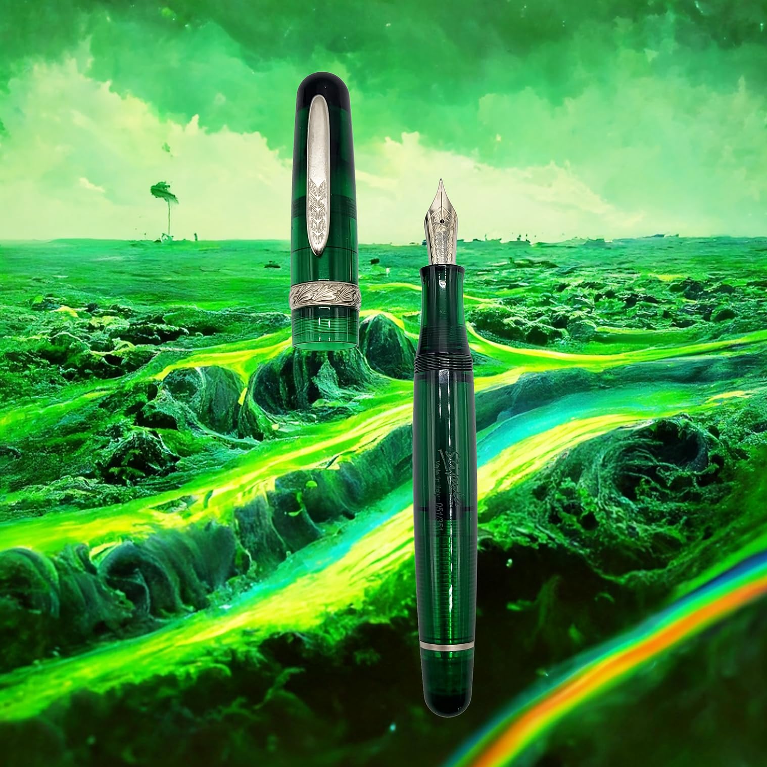 Amazon | Stipula Etruria レインボー 万年筆 (クリアグリーン