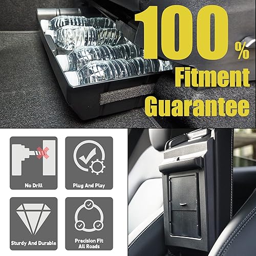 Miniatura 2 de DEDC Bandeja organizadora de consola central+2 cajas de almacenamiento debajo del asiento compatibles con Tesla Model Y Modelo 3 2023 2022 2021,