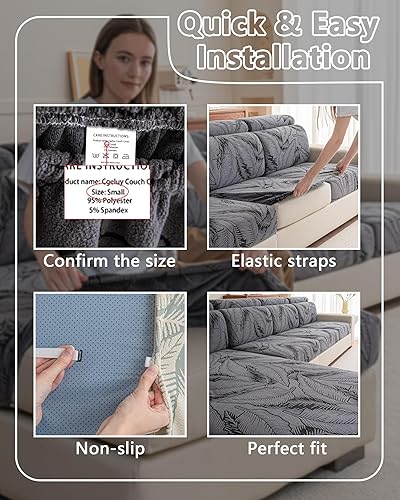 Miniatura 7 de Funda de sofá lavable para sofá seccional, fundas de sofá para sofá de 3 cojines, aptas para mascotas, en forma de L, protector de sofá con