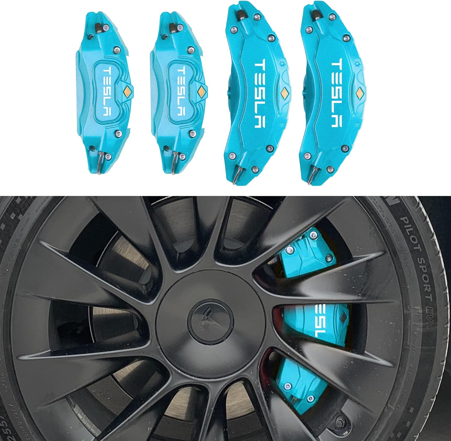 Brake Caliper Covers Set of 4 Compatible with Tesla Model Y