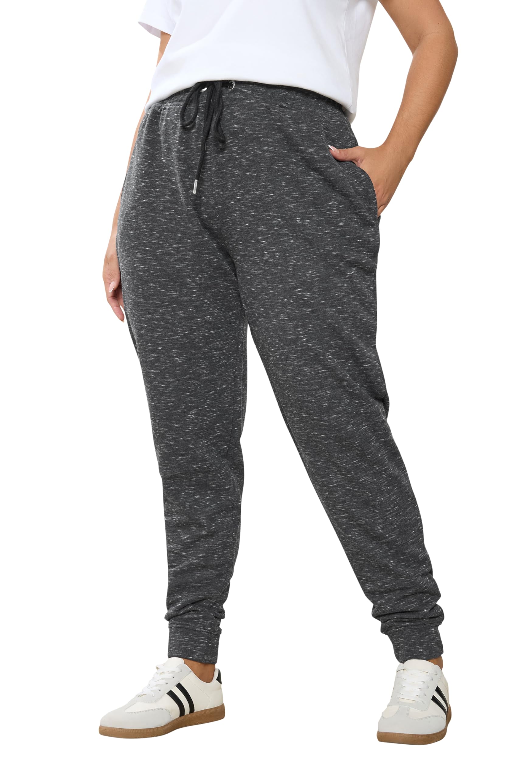 Yours Women's Charcoal Marl Cuffed Joggers In Size 26-28
