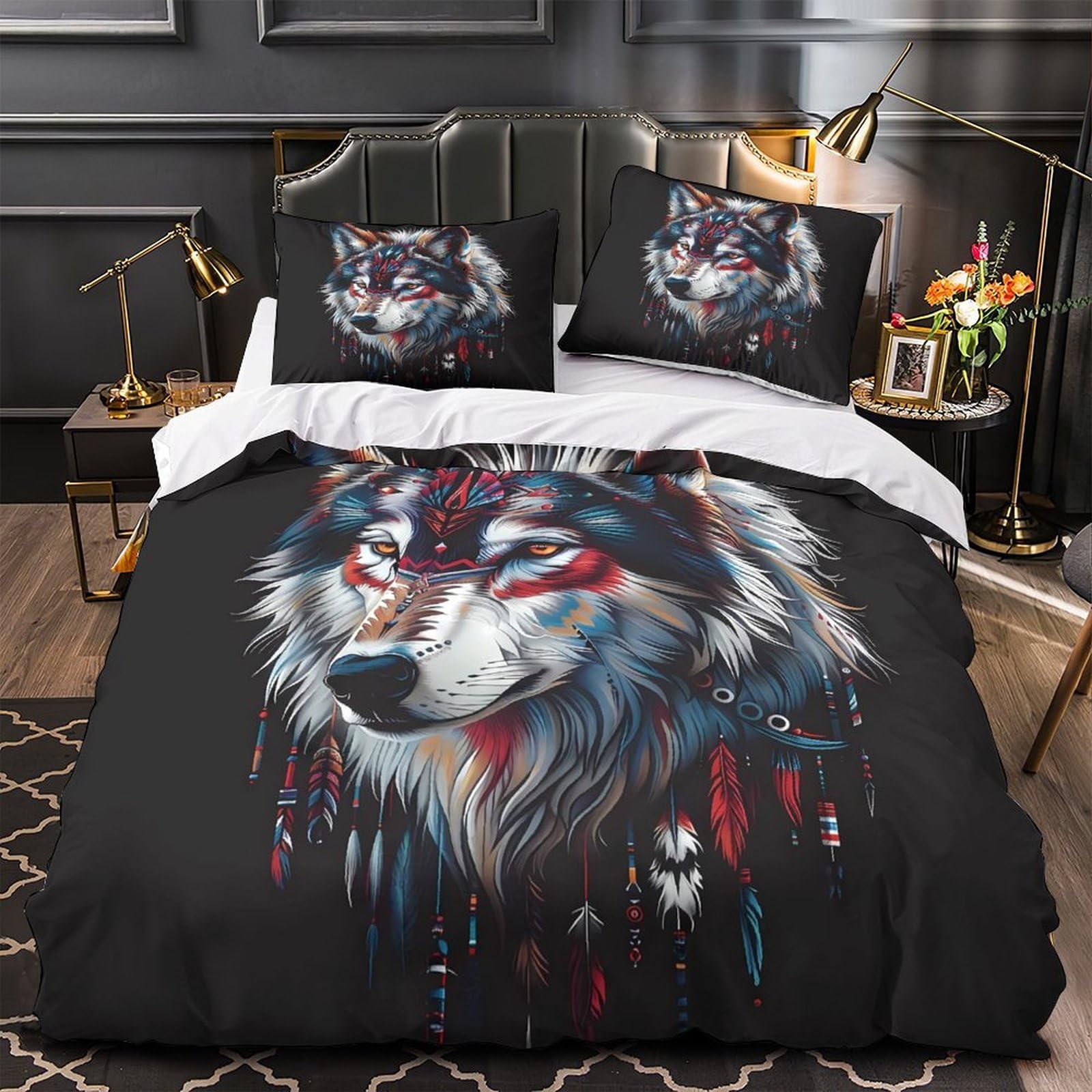 Housse de couette 3D hypoallergénique WolfArt pour chambre d'enfant et lit d'adulte douillet