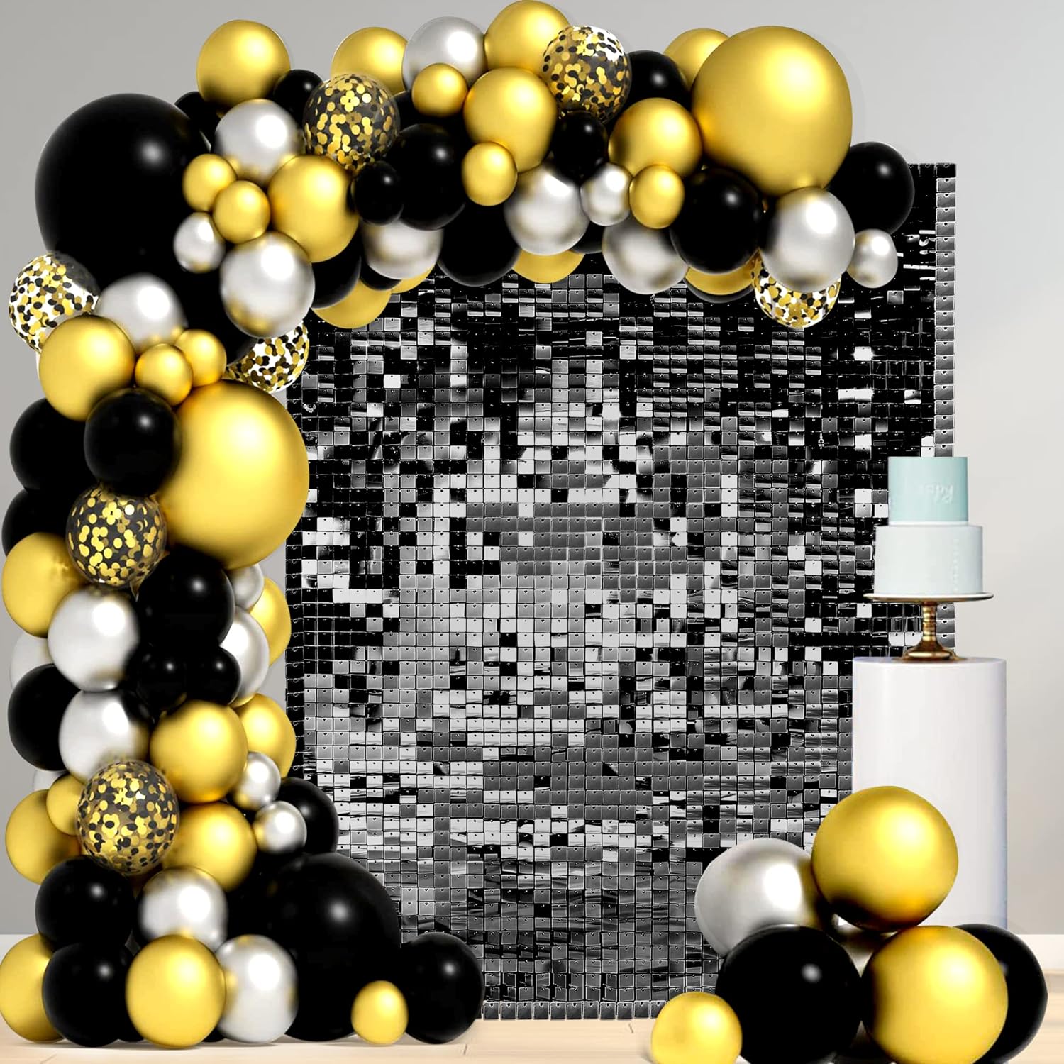 PERLAW Shimmer Wall Backdrop Shimmer Wall Panels for Halloween 24 Panels Square