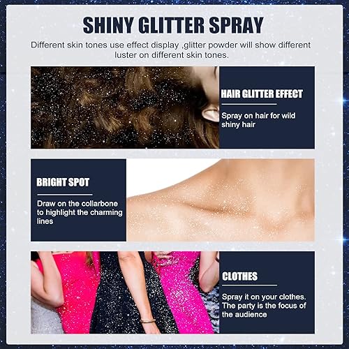 Hair and Body Glitter Spray - Temporary Shiny Hairspray for Face, Hair, Clothing - Long-Lasting Shimmer Suitable Stage, Festival Rave Makeup 2.11 Fl Oz(Glitter,1PC)