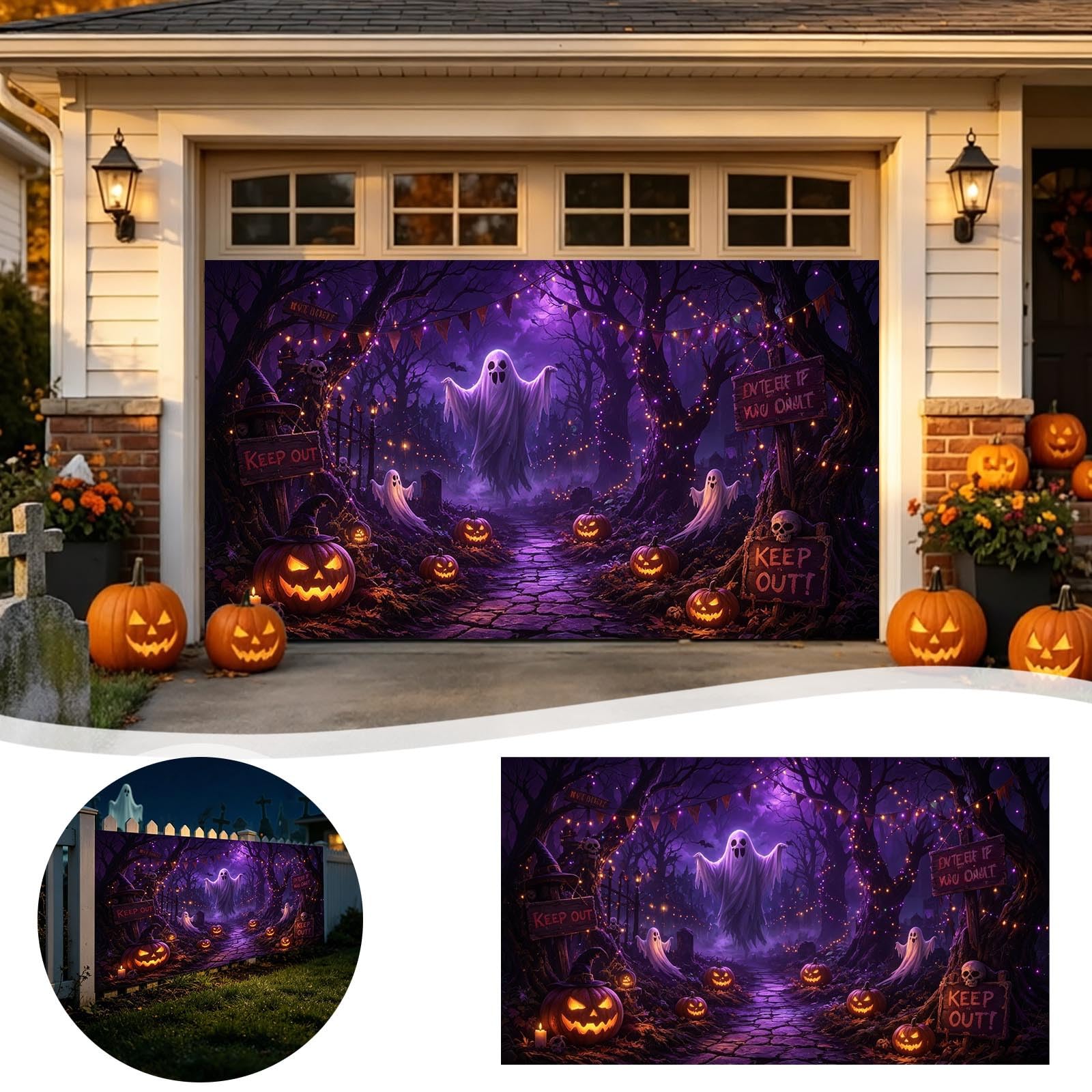 Cartel de graduación para puerta de garaje de Halloween, cubierta de puerta, pancarta colgante de fondo grande, mural adecuado para el hogar, exteriores, interiores, fiestas, paredes, ventanas 240