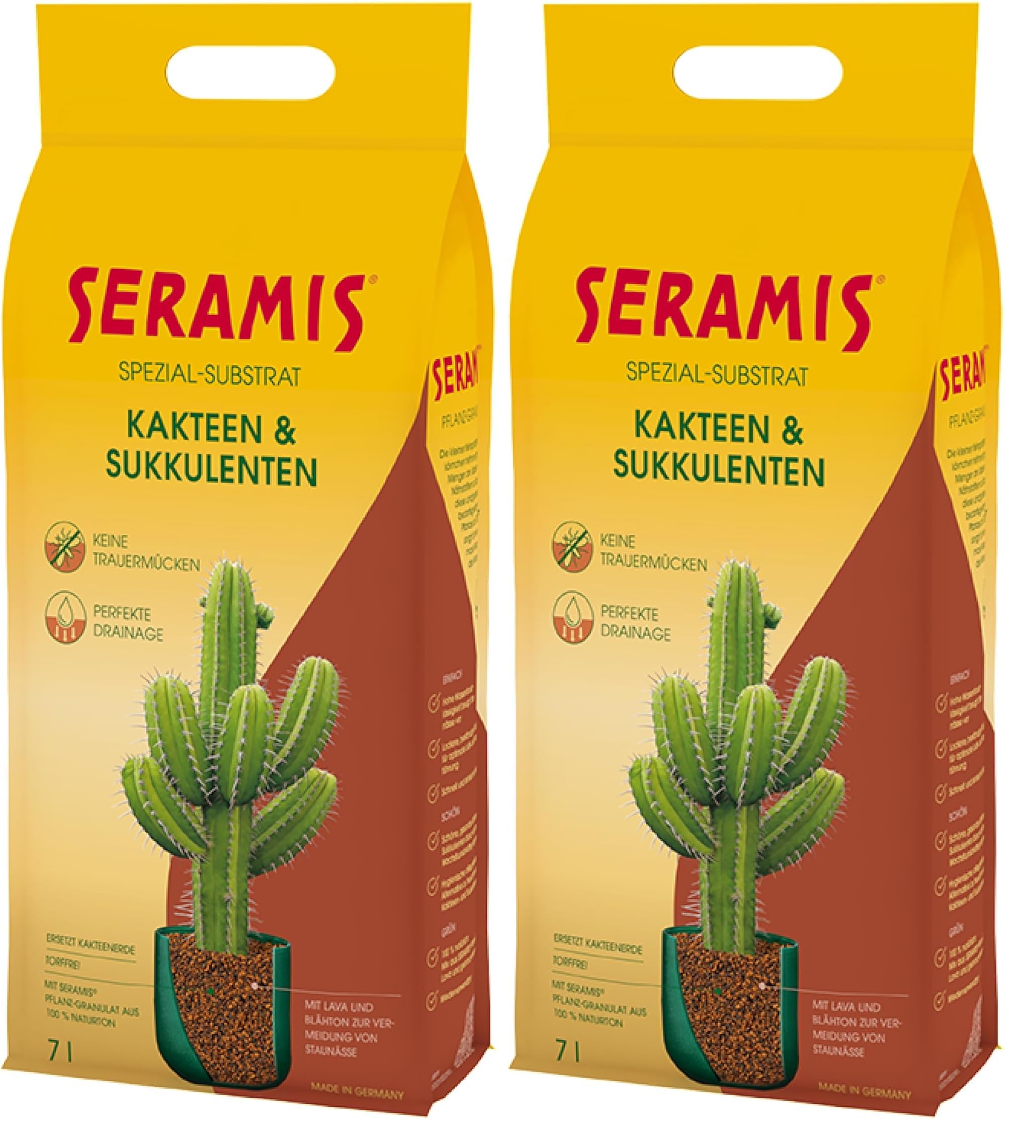 Titel: Seramis Spezial-Substrat für Kakteen und Sukkulenten, 7 l – Pflanzen Tongranulat, Kakteenerde Ersatz zur Wasser- und Nährstoffspeicherung (Packung mit 2)