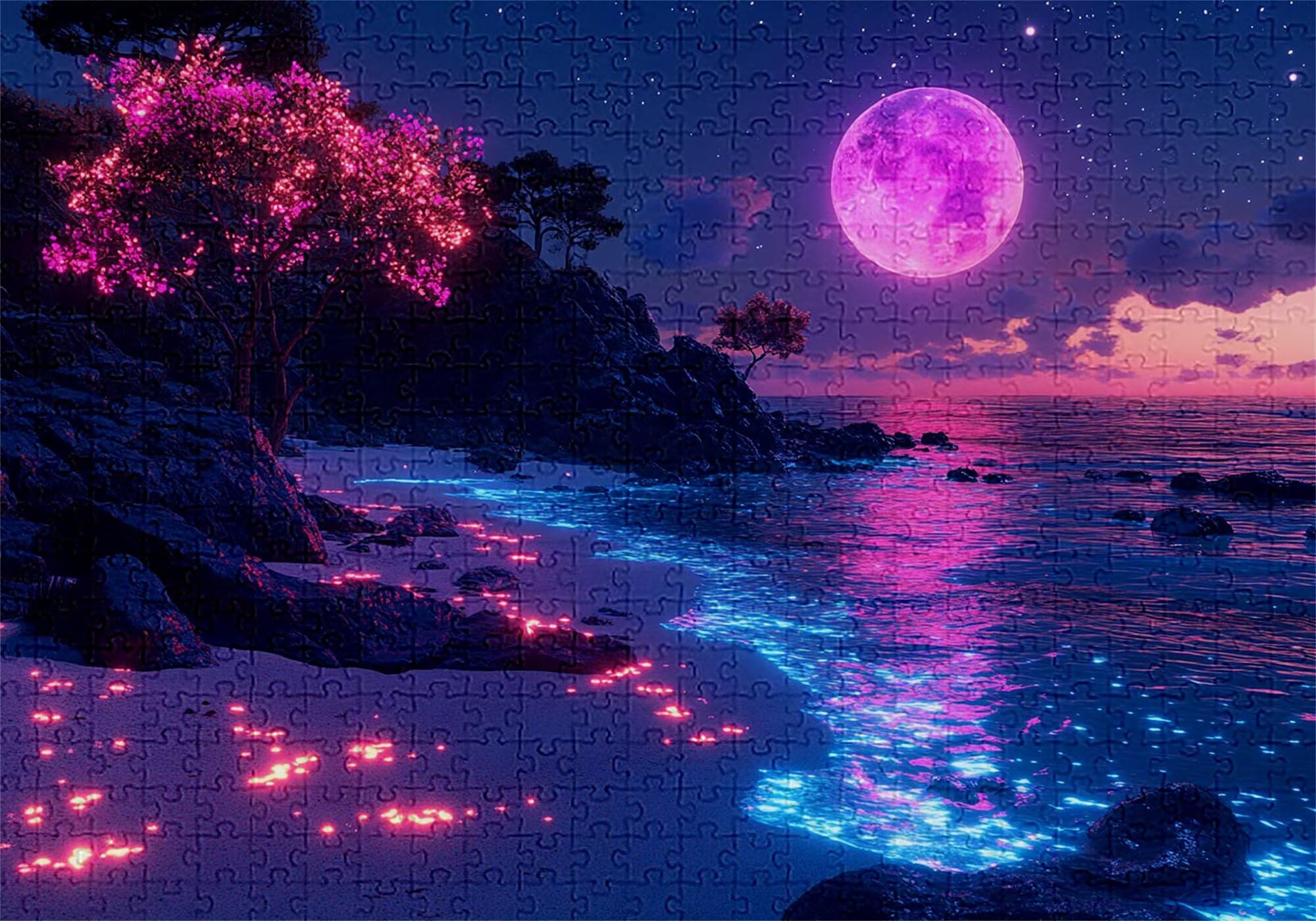 Puzzle 5000 elementów plaża puzzle dla dorosłych księżyc 156 x 105 cm unikalne rzemiosło klasyczne 3D drewniana układanka do rodzinnych gier biznesowych, układanka do samodzielnego wykonania nawet do