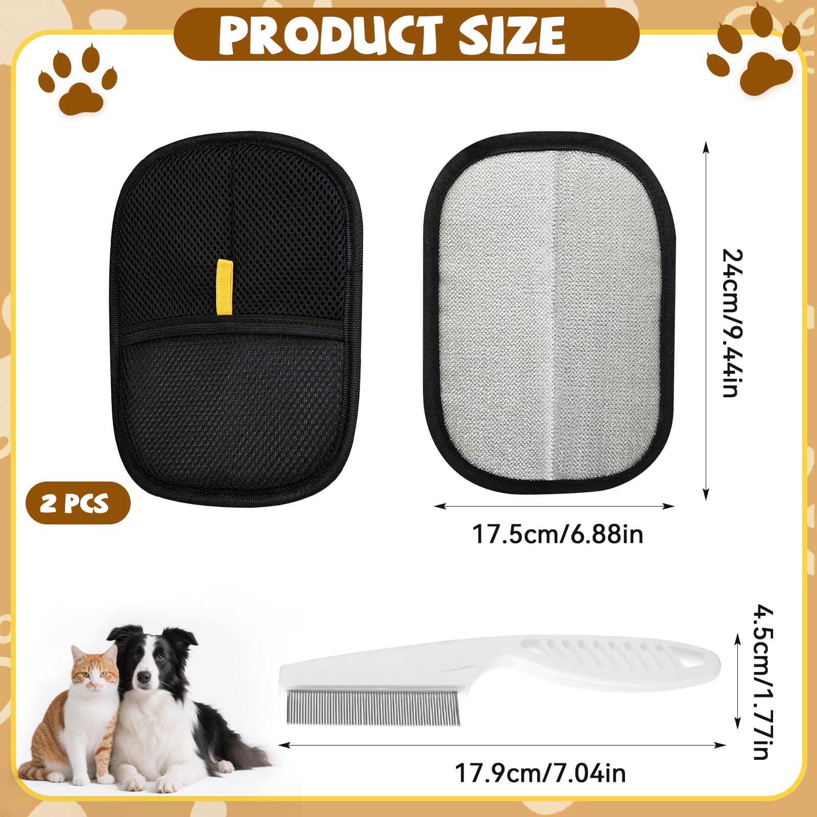 Pack of 2 Electrostatic Hair Removal Gloves 2025 Pet Hair Remover Gloves, Reusable Fur Magnetic Glove for Dogs Cats - Image 2