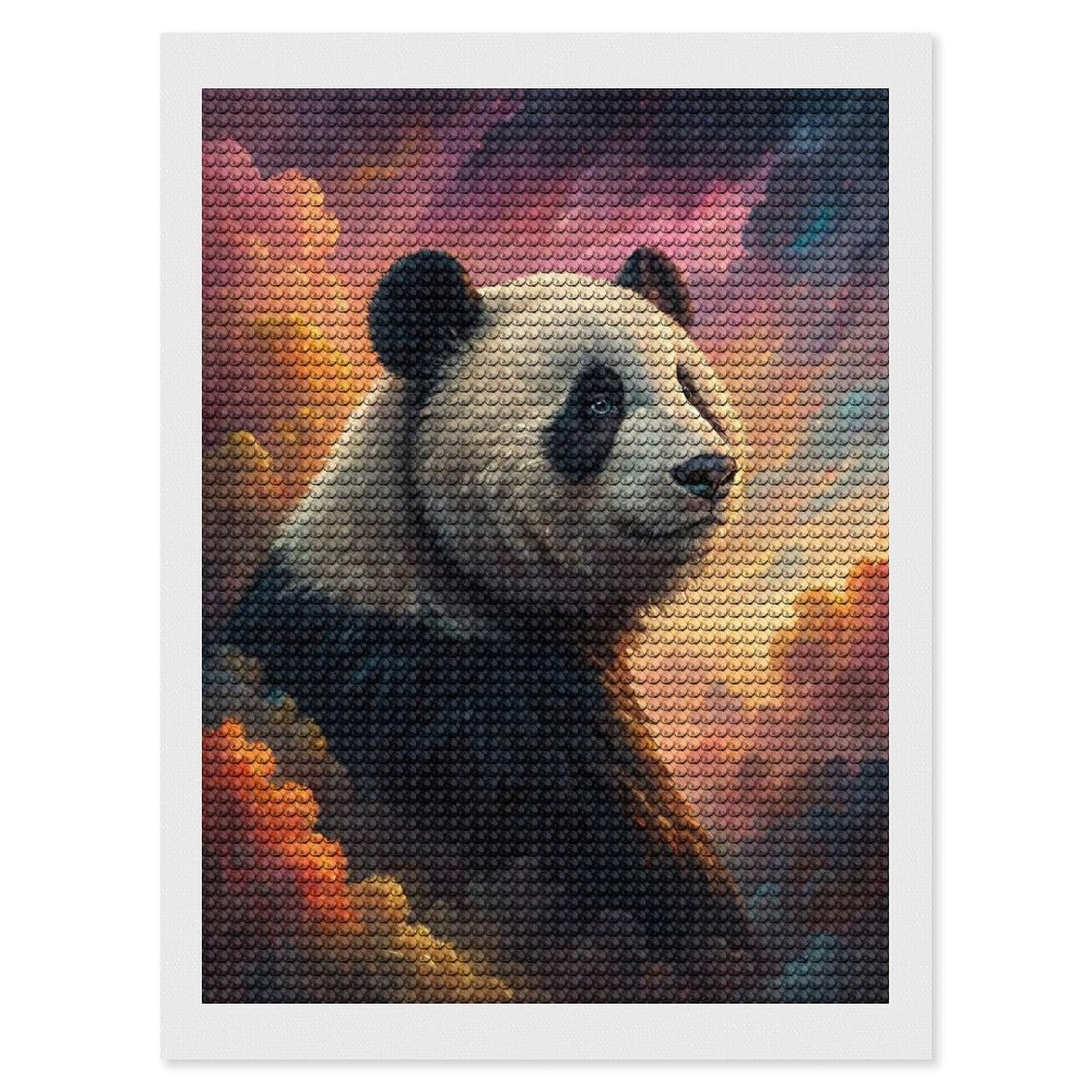 Junmoney Panda in A Cosmic Sky Crystal Diamond Art Kit 12"x16", Modern Decor, Boho Decor, Wall Art Gift, Decorative Artwork, Creative Hobby