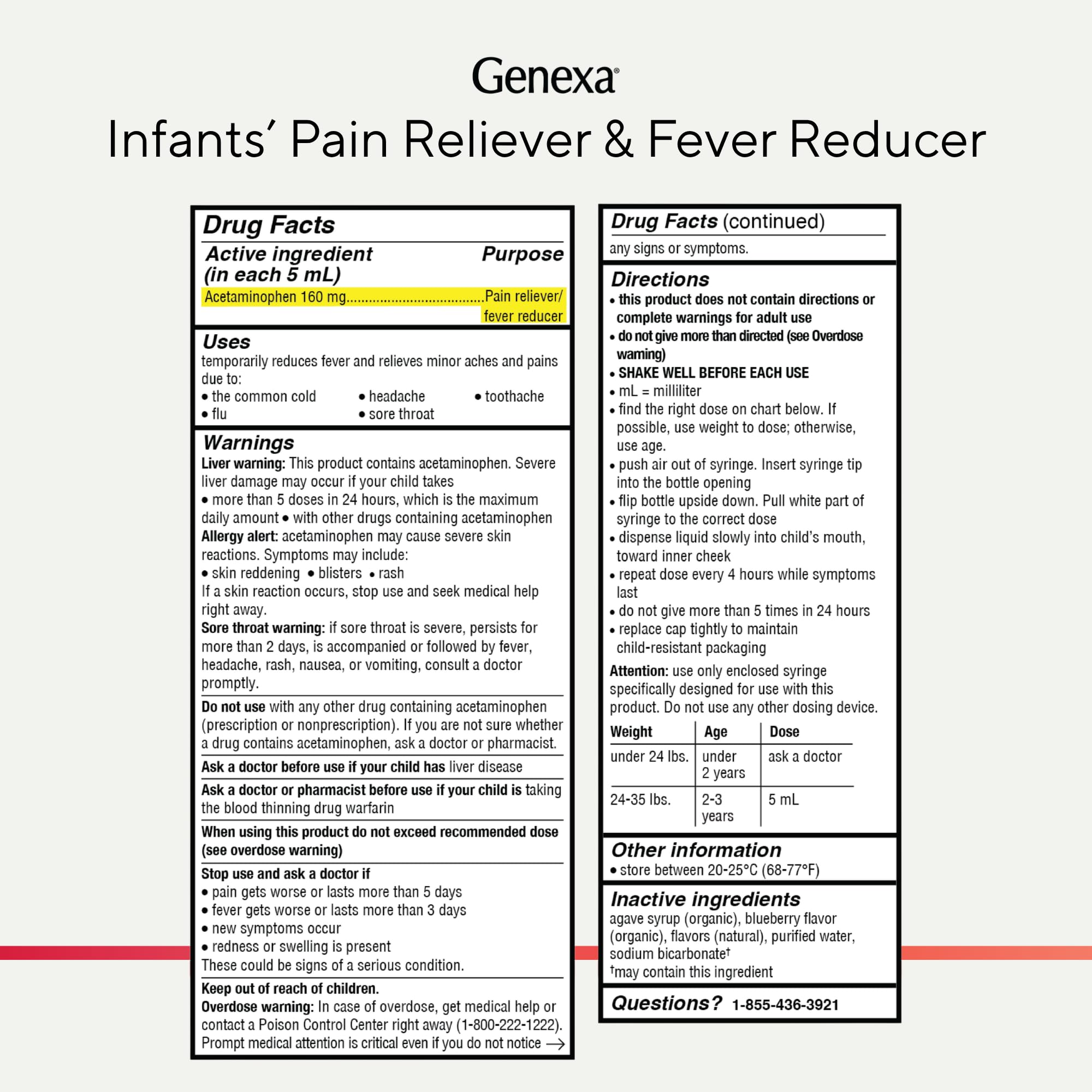 Genexa Infants Acetaminophen Made Clean, Baby Pain & Fever Reducer, 2 fl oz — Amazon image 8