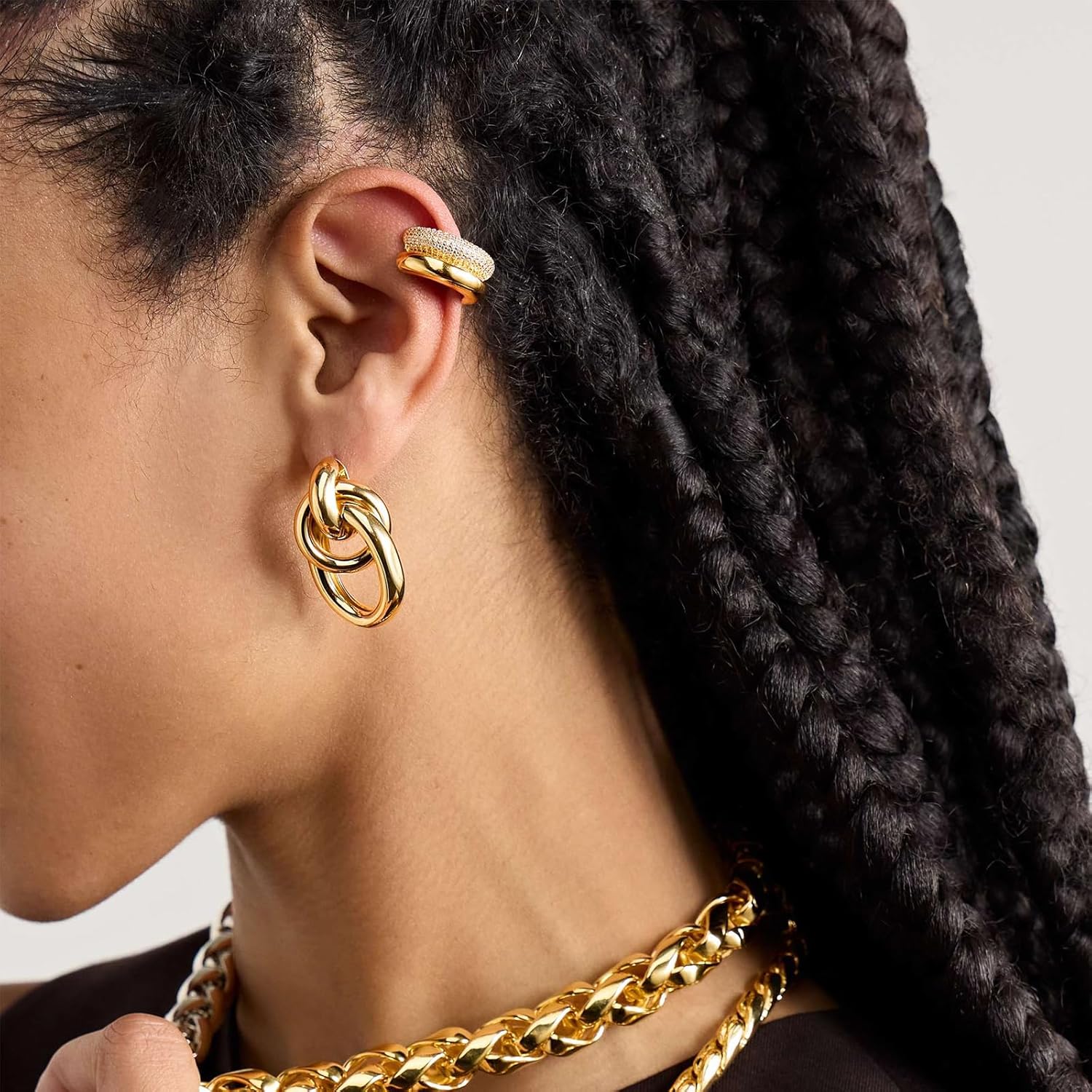 Kainier Gold Drop Dangle Earrings for Women 14k Gold Plated Jewelry Sets for Women Knot Statement Chunky Earrings Trendy Gift - Image 3