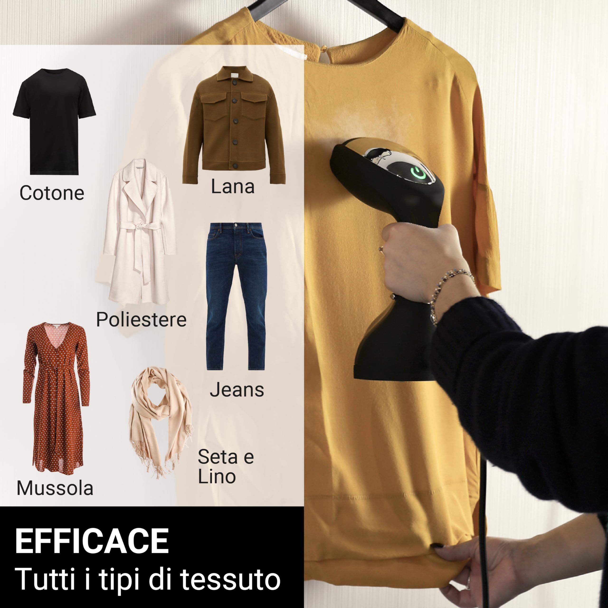 STEAMONE - Ferro da stiro a vapore da viaggio - Spazzola a vapore pronta all'uso in 30 minuti - Vaporetto da viaggio antibatterico per la stiratura di tutti i tessuti - Serbatoio da 260 ml - S-TRAVEL