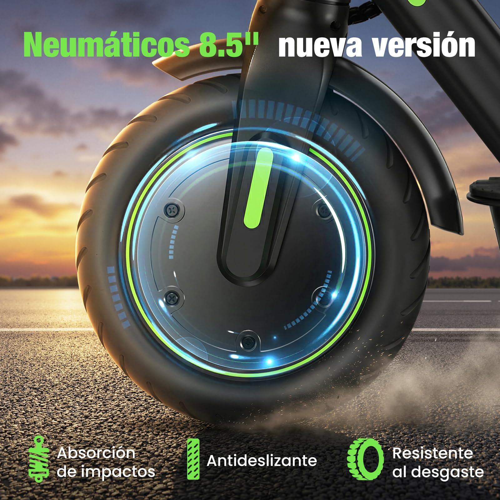 isinwheel S9Pro Patinete Electrico,350W Motor, Autonomía 30 km, Chasis de Aluminio, Frenos Dobles, Patinete Eléctrico para Adultos，Carga Máxima 100 kg