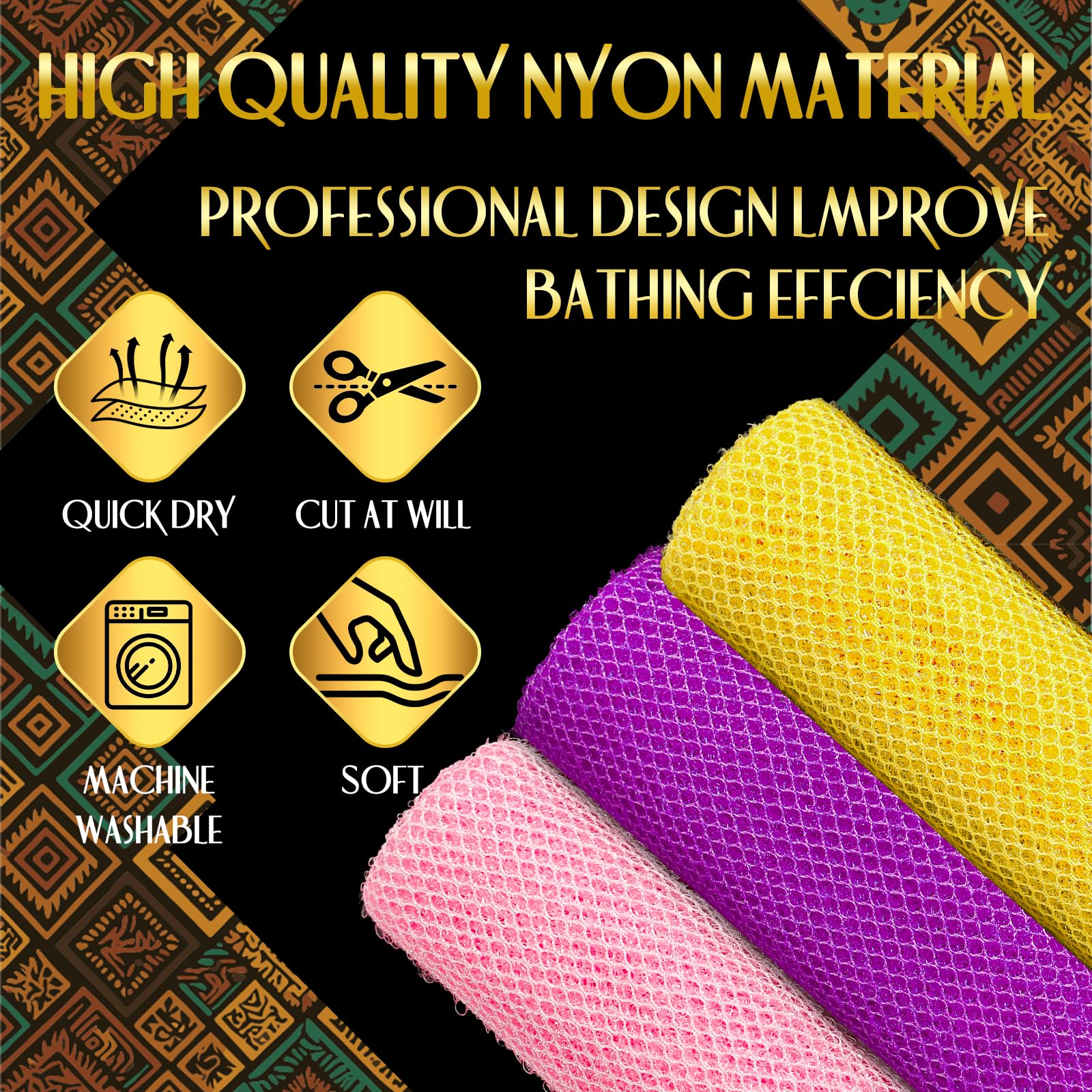 African Net Sponge - 3 Pack Exfoliating Body Scrubber -2 African Net Sponge - 3 Pack Exfoliating Body Scrubber -2