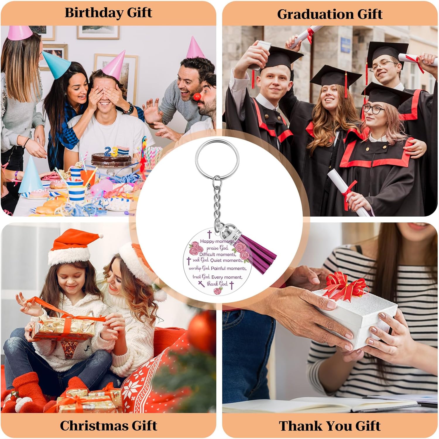 8Pcs Faith Christian Keychain for Women Bible Verse Religious Gifts for Pastor Friend Inspirational Bible Verse Key Chains Bulk for Friend Mothers Day Christmas Birthday Encouragement Keychains Bulk - Image 7