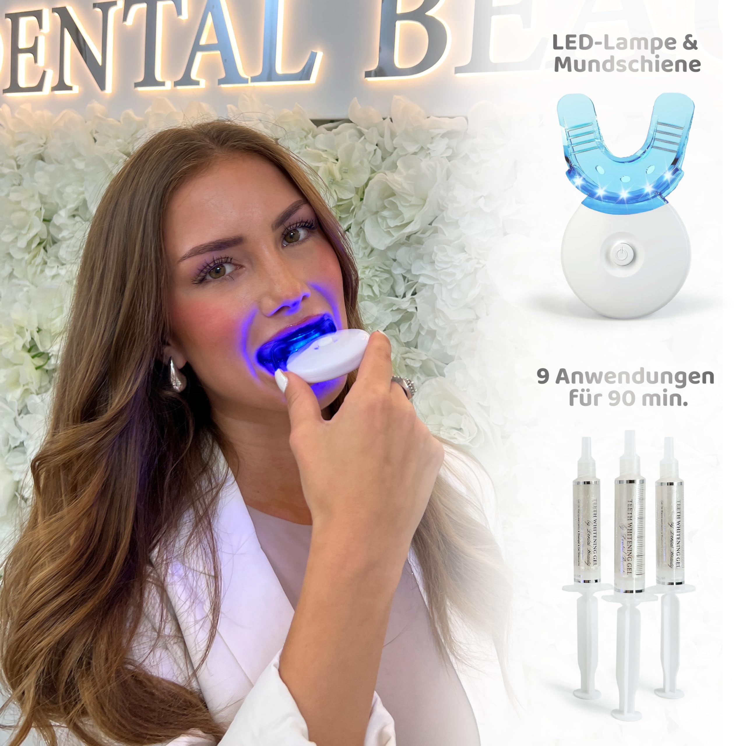 Dental Beauty - Set sbiancamento dei denti tutto in uno Teeth Whitening Kit - Sbiancamento dei denti con rivoluzionaria tecnologia di sbiancamento del tè americano - sbiancamento dei denti - effetto