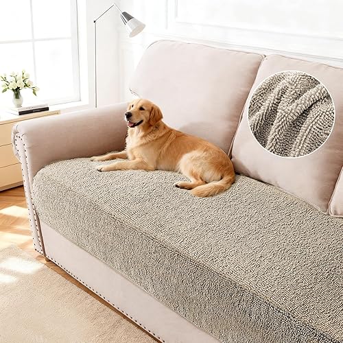 Miniatura 9 de Turquoize Funda de sofá de chenilla antideslizante para perros, funda gruesa y suave para sofá, fundas de cojín lavables para mascotas, protector de