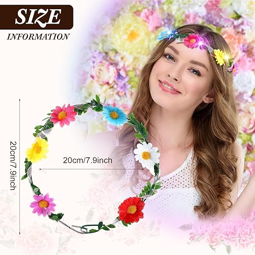 Miniatura 2 de Juego de 40 piezas de corona de diadema de flores LED, corona de flores iluminada, corona de flores brillantes para mujeres y niñas (estilo girasol)