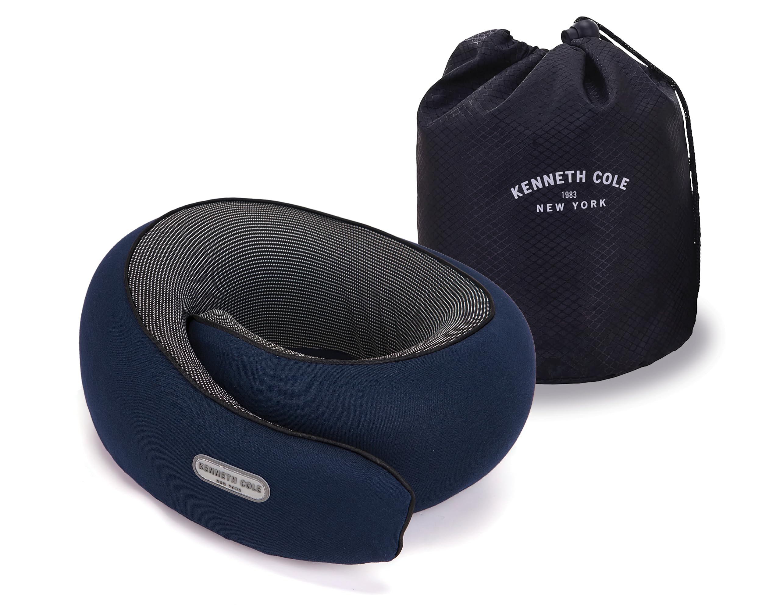 KENNETH COLE Portable Travel Neck Pillow | Comfortable Round Neck Support Cushion for Airplane, Car & Train for Long Journeys |Pure Memory Foam,Breathable and Washable Cotton Lycra Cover, Navy Blue-picture-12