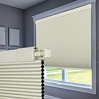 Vista 1 de Boolegon No Drill Blinds for Windows Blackout Cellular Shades Cordless No Tools Honeycomb Blinds Pull Down Easy Install for Home and Office, Beige