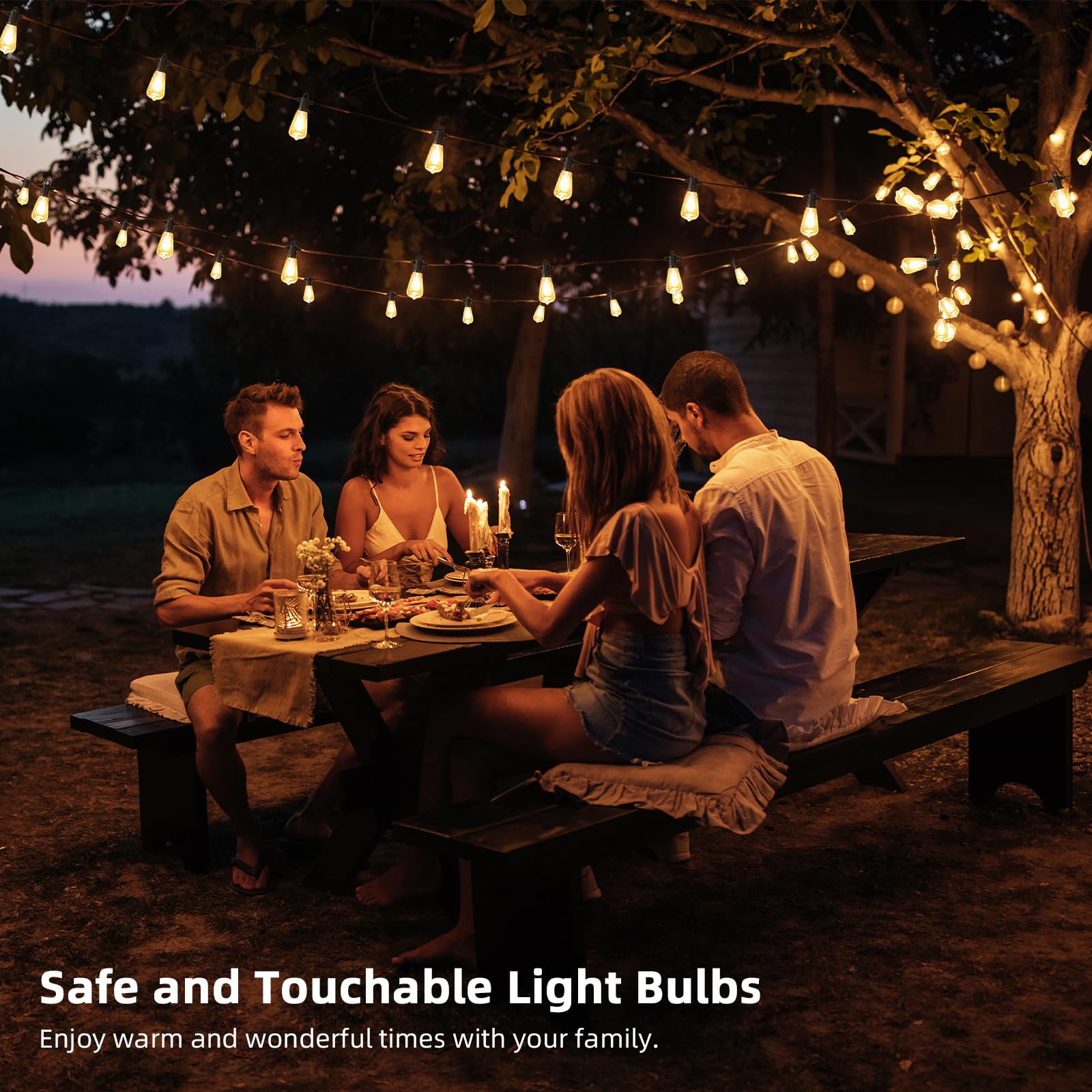 Guirnalda de Luces para Exterior 15M×2-30M FOOMAN Serie de Luces LED Vintage con ST38 50+4 Bombillas, Cadena de Luces Conectable IP65 Impermeable para Jardin Fiesta Patio Boda