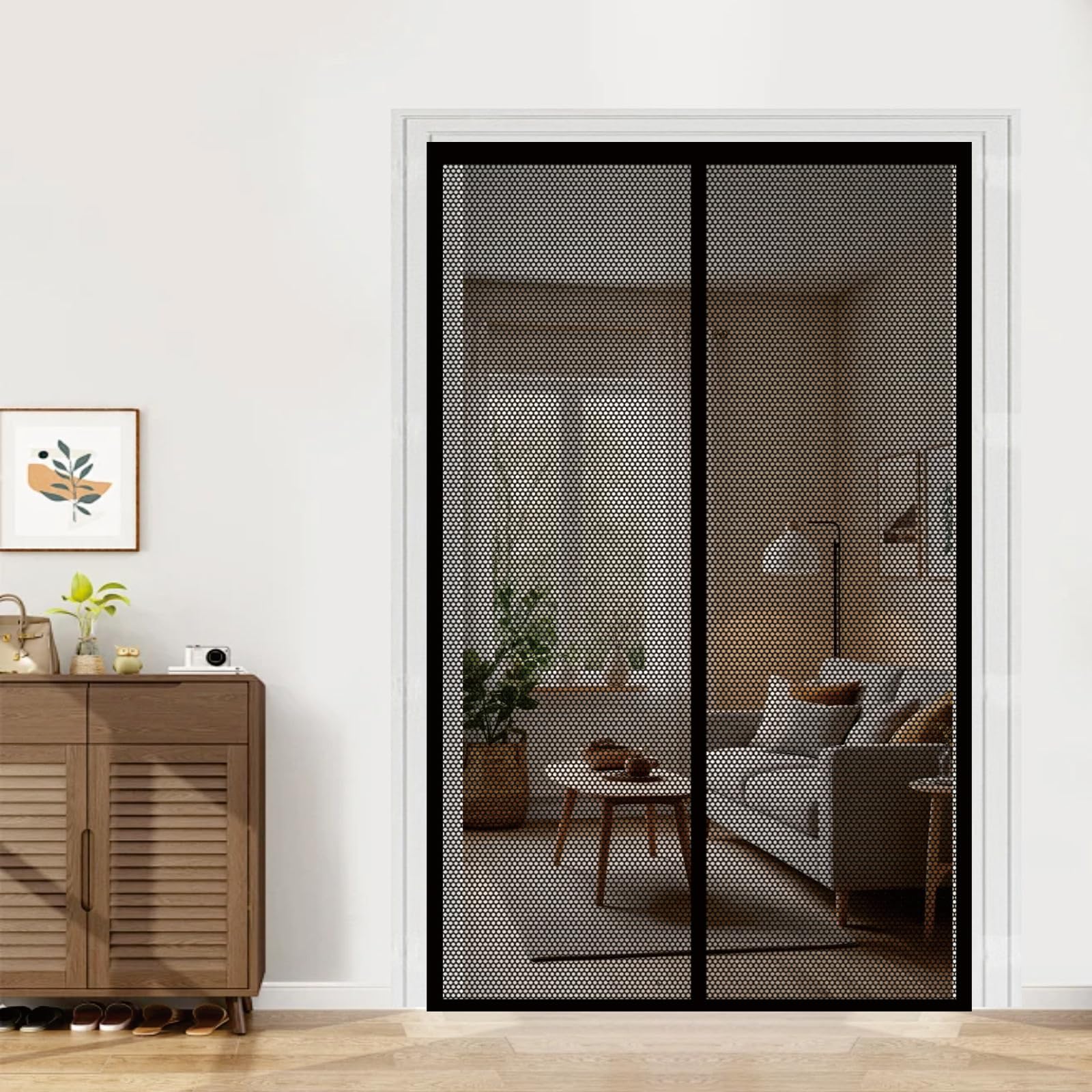 Liuyanyan Black Fly Screens Doors 78 X 258 Cm With Powerful Magnets Automatically Closes And Magic Tape, Install Without, Keep Bugs Out, Fly Insect Screen Door Screen For Balcony Door,