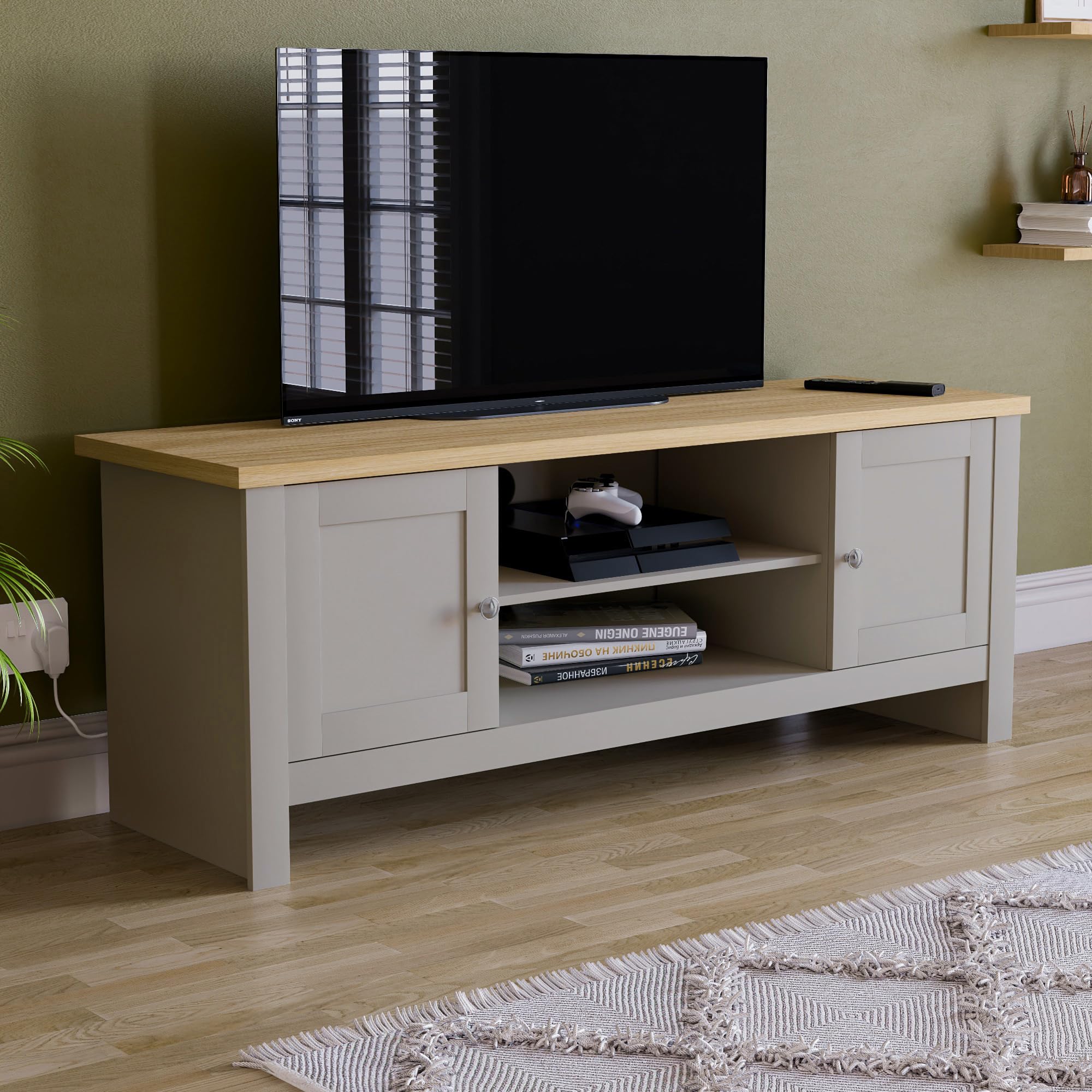 Vida Designs Arlington TV Unit Cabinet Stand Sideboard Entertainment Living room (Grey