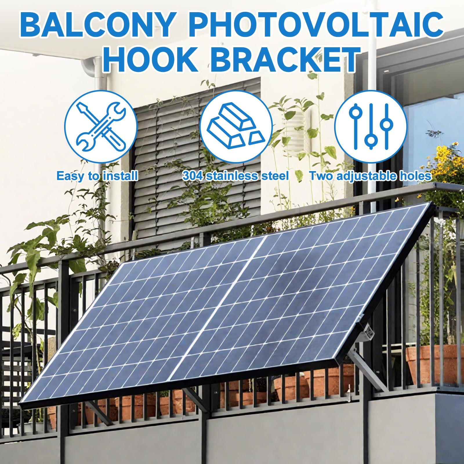 Zonnepaneelhouder voor balkon, zonnepaneelhouder, haak balkon
