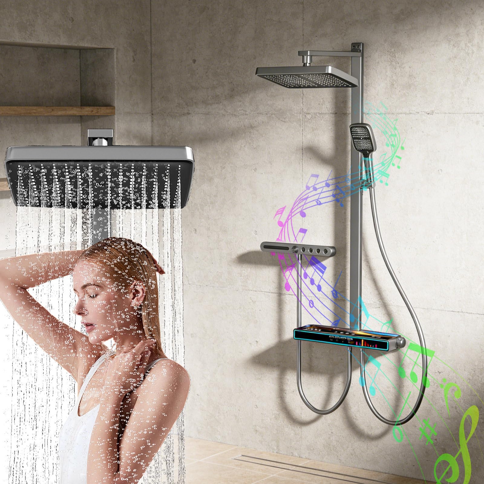 Système de douche 4 en 1 avec cascade pour une thalasso à la maison