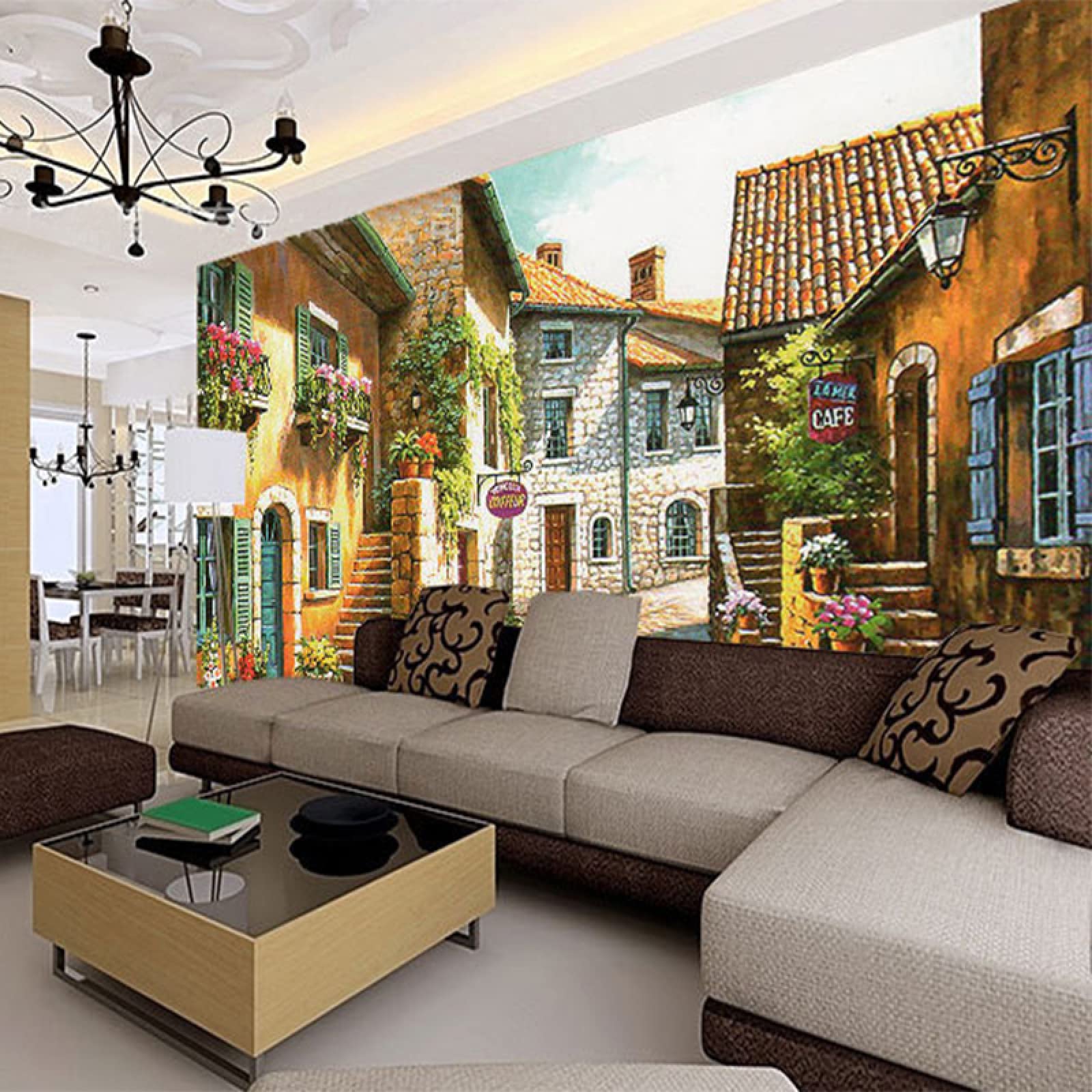 Papier peint mural 3D rétro style pastoral pour chambre