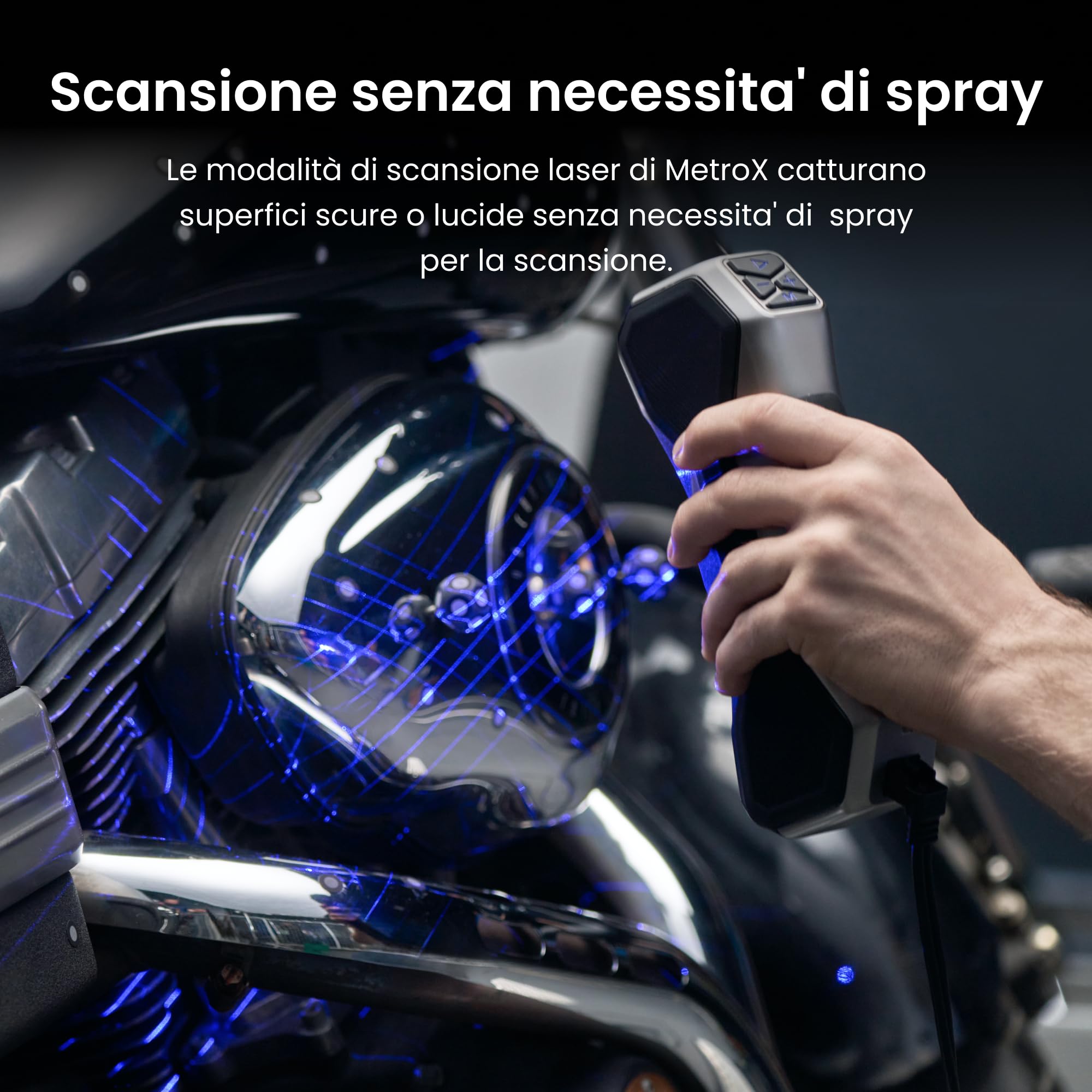 Revopoint MetroX Scanner 3D per Stampa 3D, Precisione fino a 0,01 mm, Accuratezza Metrologica, Fino a 60 fps, Laser Blu, 4 Modalità di Scansione, Scansione di Oggetti Metallici/Scuri, Avanzato