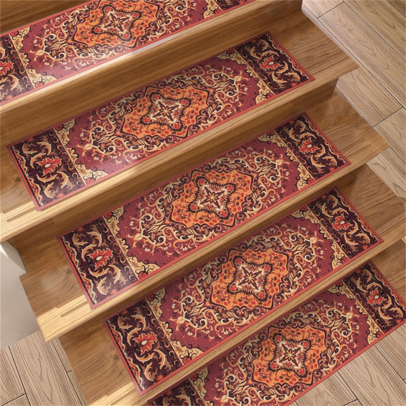 TYYCKJ Elegant 15pc Bohemia 1 Anti Slip Stair Carpet Runner Stair Treads