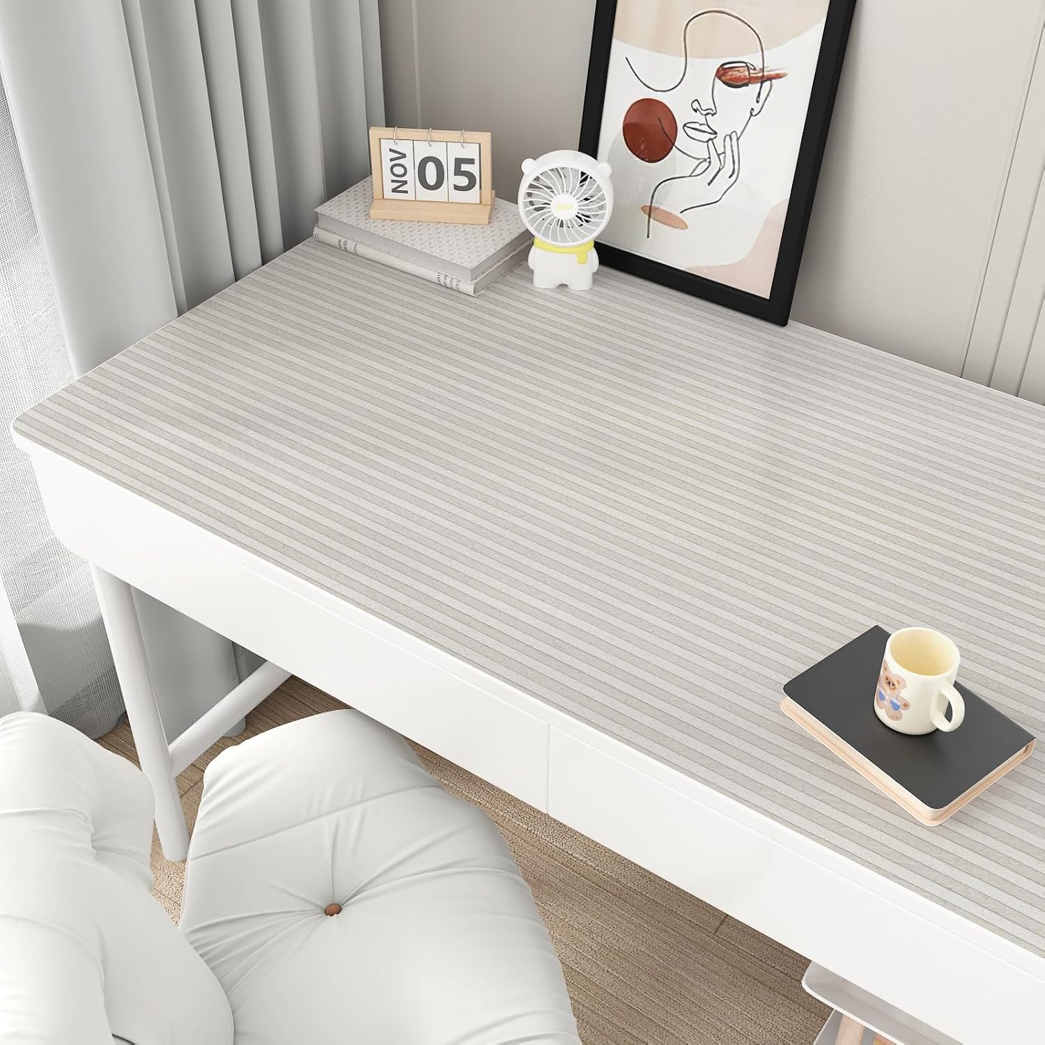 Wood Contact Paper Peel and Stick Wallpaper Waterproof Light Grey 17.7"x315" Self Adhesive Wood Slat for Bedroom Living Room Walls Covering Stick and Peel Wall Paper Panels Wood Vinyl Roll
