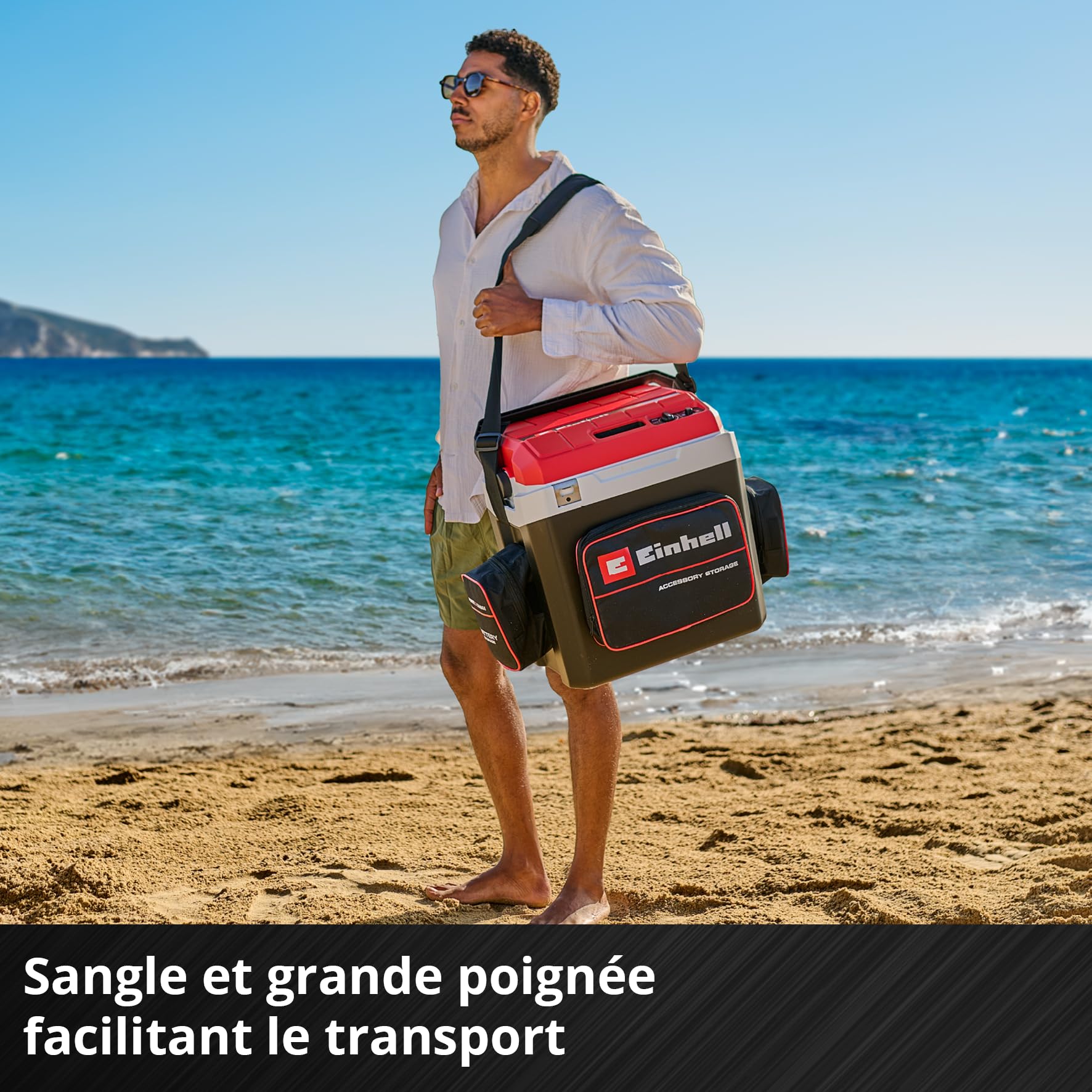 Einhell Glacière portable sans fil TE-COL 18/27 Li-Solo Power X-Change (18 V, 27 l, refroidit et maintient au chaud, mode hybride 12 V pour la voiture et 230 V sur secteur, avec poches, sans batterie)