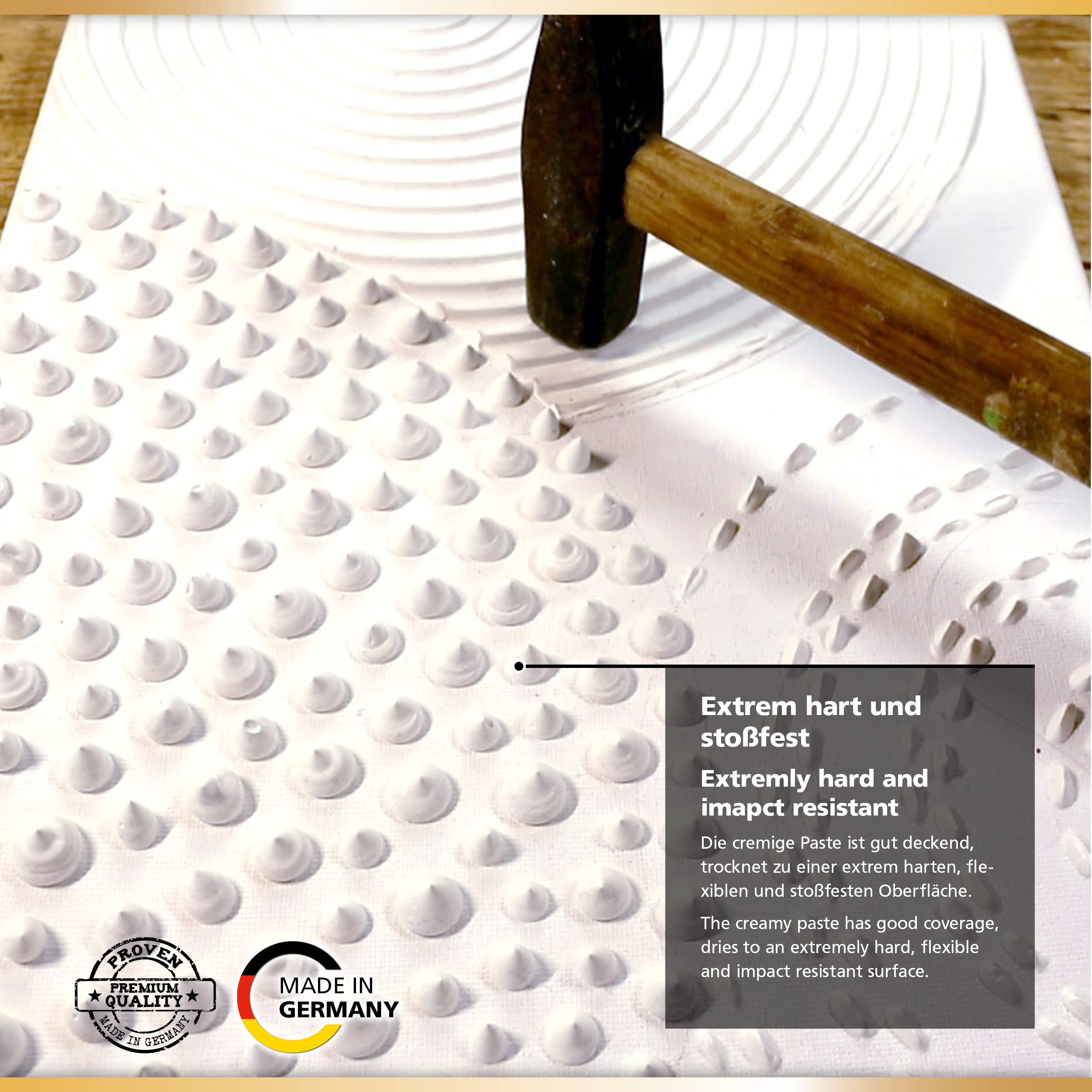 Viva Decor Strukturpaste Weiß, Premium Cremig, 3,0 kg, matte, stoßfeste Impasto Paste, einfärbbar, auf Wasserbasis für reliefartige Oberflächenstrukturierung