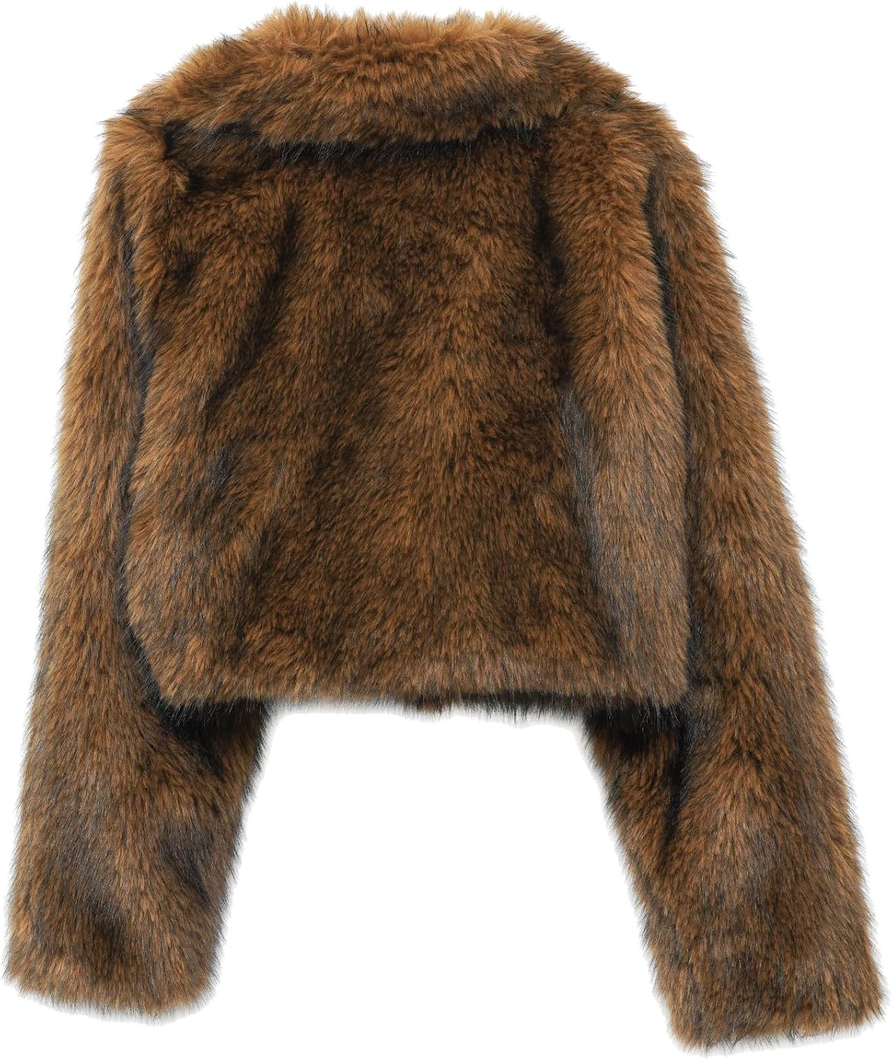 Amazhiyu Women's Faux Fur Cropped Coat Winter Open-front Long Sleeve Jackets Warm - Image 2