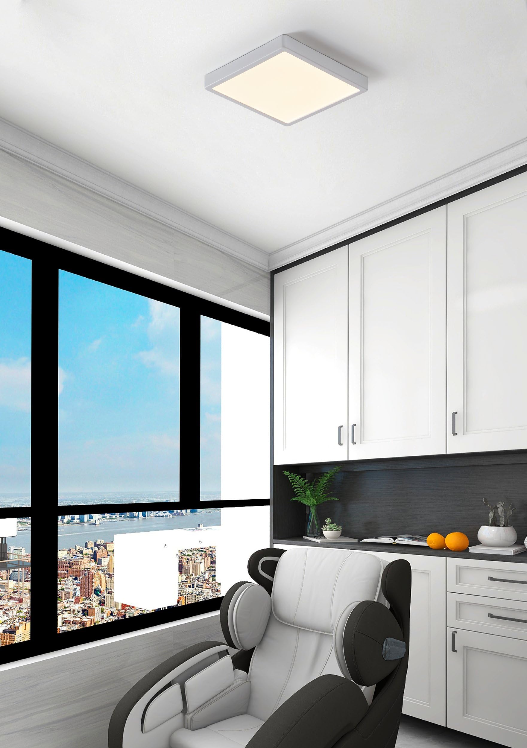 EGLO Plafoniera Argolis 2, luce a LED per esterni da muro o soffitto, metallo e plastica bianca, luce bianca calda, IP44, 28,5 cm