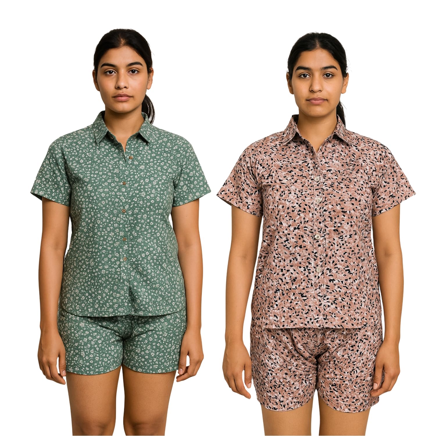 Printed Shirt with Shorts Co-Ord Set for Women Combo | Pack of Two-Piece Set - (Multicolor)-image-11