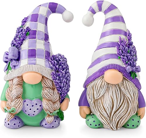 Shappy 2 piezas de gnomos de lavanda, decoración de gnomos morados para el hogar, regalos de gnomos de lavanda, adornos de gnomo de mesa, adornos de Shappy 2 piezas de gnomos de lavanda, decoración de gnomos morados para el hogar, regalos de gnomos de lavanda, adornos de gnomo de mesa, adornos de